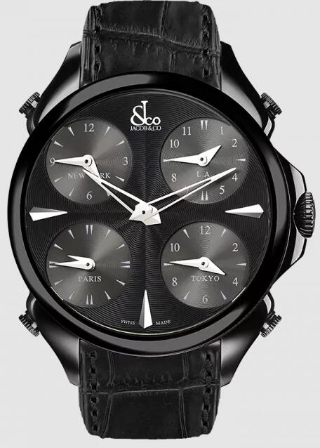Jacob & Co. PALATIAL FIVE TIME ZONE BLACK PVD COATING Watch Replica PZ500.11.NS.LA.A Jacob and Co Watch Price